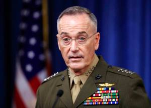 Joint Chiefs Chairman Gen. Joseph Dunford, speaks to reporters about the Niger operation during a briefing at the Pentagon, Monday, Oct. 23, 2017. (AP Photo/Manuel Balce Ceneta)